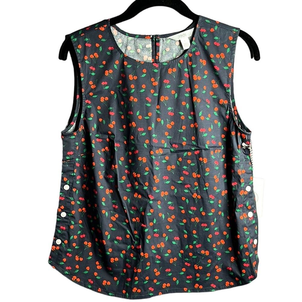 1901 Nordstrom Cherry Print Sleeveless Blouse Small